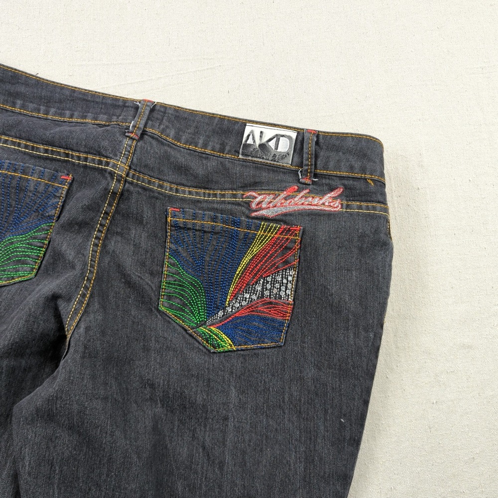 Akademiks Jeans Womens 22 Black Embroidered Hip‎ Hop Streetwear